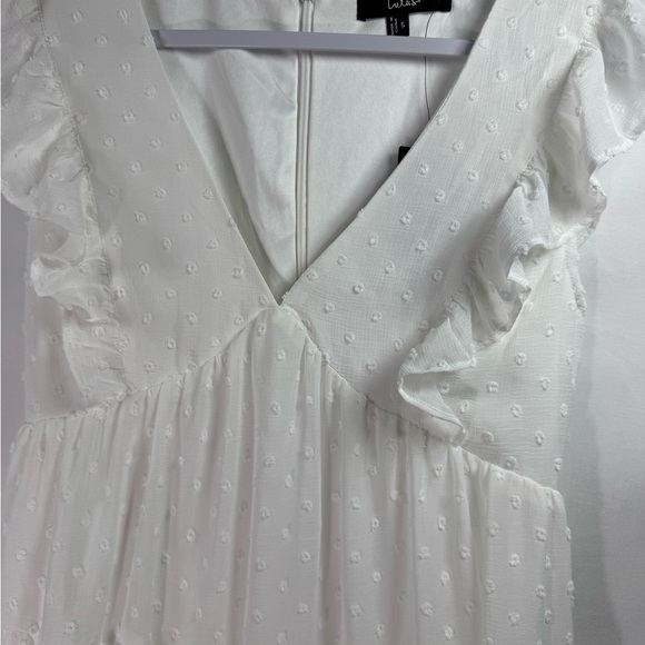 Lulus Dreamy Designs White Ruffled Tiered Swiss Dot Mini Dress S - Picture 5 of 11